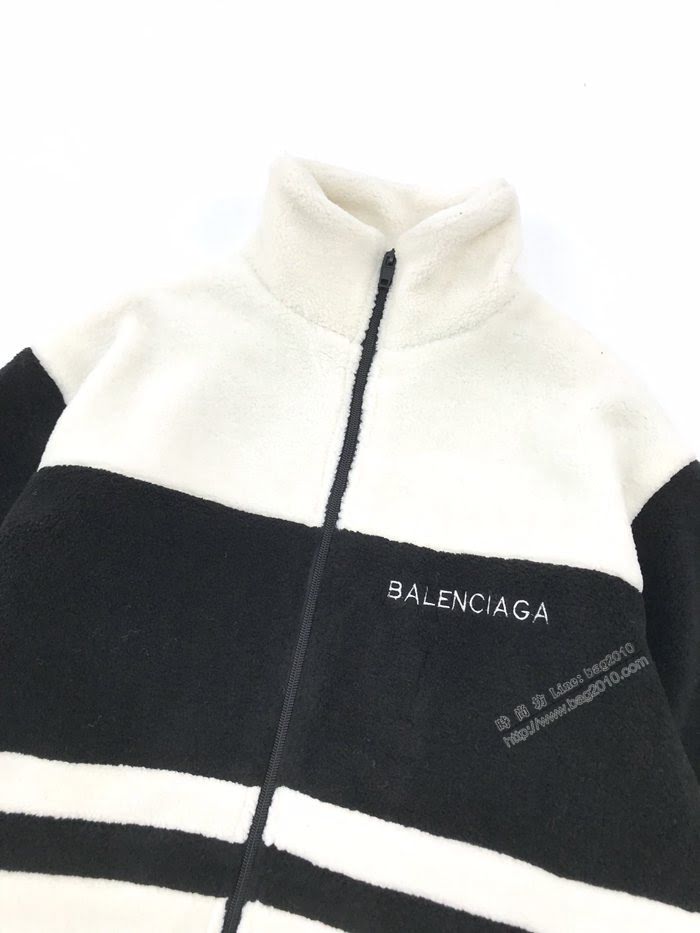 Balenciaga男裝 巴黎世家2020秋冬新款黑白拼色絨外套 男女同款  ydi3553